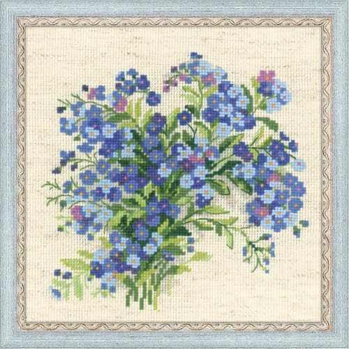RIOLIS 1496 Forget Me Nots Counted Cross Stitch Kit 7.87 x 7.87 in - style: Forget Me Nots 1496