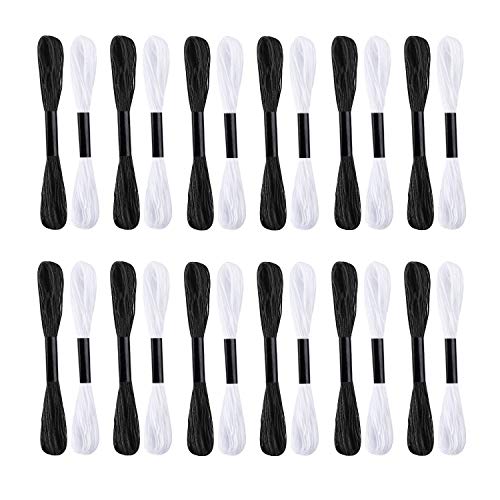 96 Black White Skeins Stranded Cross Stitch Floss Friendship Bracelets String Embroidery Thread with 12 Pieces Floss Bobbins, Cross Stitch Project