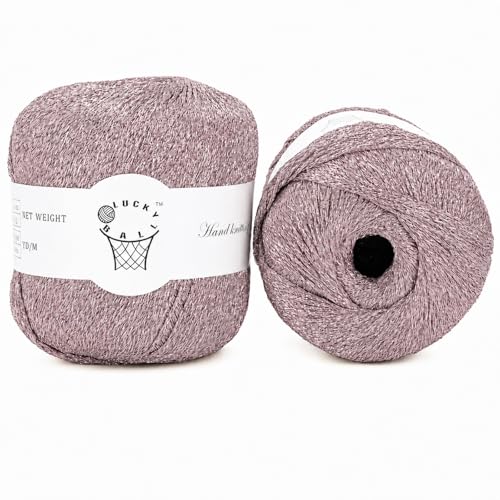 80g Sparkle Silver Lurex Thread Shining Yarn, Metallic Crochet Thread Yarn for Crocheting, Sparkle Metallic for Knitting Clothes, Car Charm, Keychain Charm(Rose Gold) - color: Rose Gold
