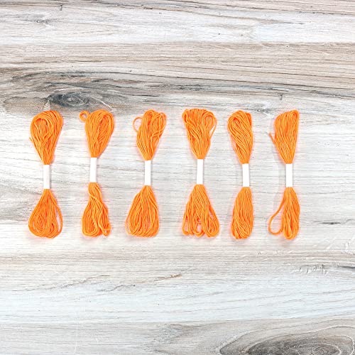 Embroidery Floss Pack – 6 Skeins, 8.7 Yards Each – Fluorescent Orange Embroidery Floss for Needlework, DIY Bracelets, Crafting, Weaving - color: Fluorescent Orange