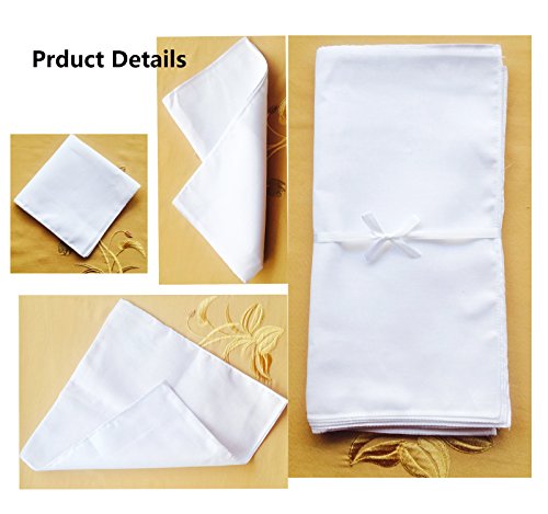Solid White Cotton Hankderchiefs for DIY Drawn Embroidery Party 28 Square - color: Pack of 12