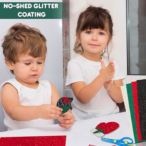 FabricLA | Glitter Felt Sheets | 9x12 Inches & 1.6mm Thick, Easy to Cut & No-Shed for DIY Crafts, Costumes, and Home Decor, 5 Pieces Red - color: Red ( 5 Pieces )
