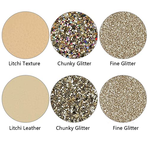 Litchi 6 Pack 8x12 Inch Faux Leather Sheets for Bow Earring, Easy to Cut Vinyl Fabric for Cricut, Durable Fade Resistant Leatherette Without Smell, Gold Series - color: Champagne Gold
