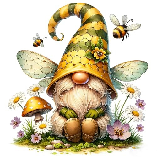Gnome Stamped Cross Stitch Kits for Adults Beginner, Flowers bee Counted Cross Stitch Kits Printed Stitching Cute Patterns Dimensions Needlepoint Art Crafts Embroidery Kits for Adults - color: Cross Stitch-1222-2