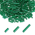 MECCANIXITY 2000pcs Glass Bugle Beads 4/6/9mm Long Tube Cylinder Beads - color: Metallic Green
