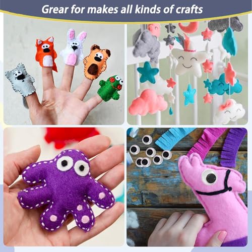 Full Sewing Felt Sheets Craft Kit, 20Pcs 8"x 12" Assorted Color Craft Felt Sheets, with Wiggle Eyes, Embroidery Floss Etc for Crafts DIY, Home Decor, Sewing,School Projects