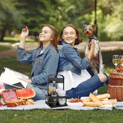 Bodaon 4 Cup Drink Carrier with Handle, Drink Cup Holder for Food Delivery - color: Black, size: 4-Cup
