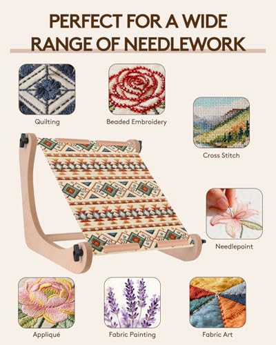 eZAKKA Adjustable Cross Stitch Stand for Lap, Wooden Embroidery Stand