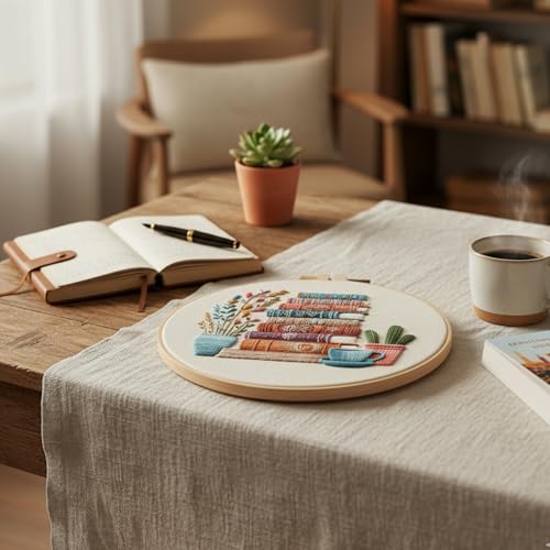CZFSWT Embroidery Kit, Mini Embroidery Kit, Cross Stitch Kit with Instructions, 20cm Bamboo Embroidery Hoop Suitable for Handicraft Enthusiasts, DIY Gifts and Home Decor