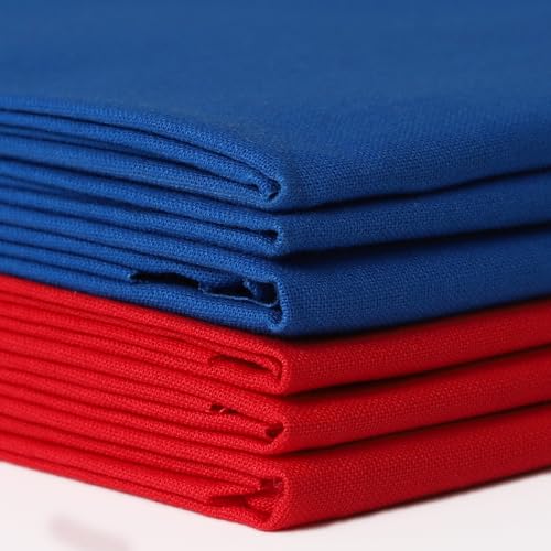 6 Pcs 18 x 21 Inches Cotton Fabric Precut Quilting Fabric Bundles Solid Colors Quilt Material for DIY Craft Sewing Embroidery (Red Blue) - color: Red Blue