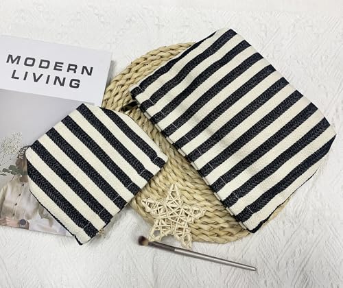 getgto 2 Pcs Makeup Bags, Large Cosmetic Bag Travel Toiletry Bag - color: Black and white stripe