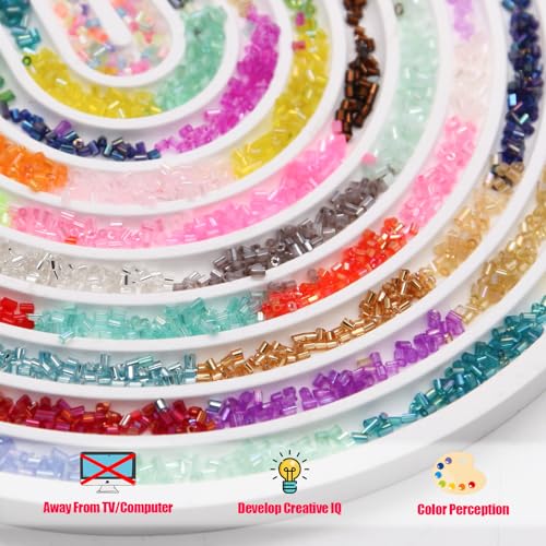 EuTengHao 19200Pcs Tube Beads Kit 3mm Glass Bugle Seed Beads for Jewelry Making Embroidery & Home Decor (32 Vibrant Colors) - size: 3MM