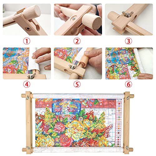 ZOCONE Beech Wood Tapestry Scroll Embroidery Frame, Cross Stitch Frame Holder, 12"x21" Quilting Frame, Needlepoint Frame, Scroll Frame for Cross Stitch, Needlepoint, Sewing, Embroidery Projects (B) - style: B