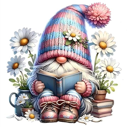 Gnome Cross Stitch Kits for Beginners Adults, Patterns Dimensions Needlepoint Art Crafts,Counted Cross Stitch Kits Embroidery Kits for Beginners Adults for Home Decor 13.8x13.8 inch - color: Cross Stitch-1014-5