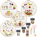 VIVIDOX 4 Sets Embroidery Kit for Beginners with Stitch Video, Cross Stitch Kits for Adults, Hand Craft Lover, Starters Easy Practice with Stamped Pattern, Hoop, Needles, Scissors, Tools & Instruction - color: Beginner Kit (with 1 Hoop)