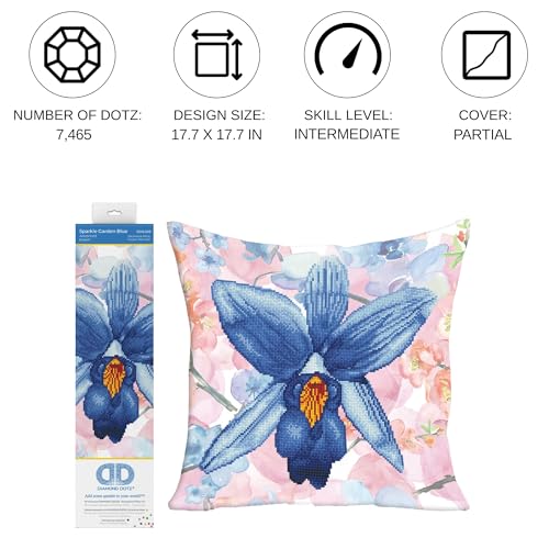 DIAMOND DOTZ Sparkle Garden Blue Pillow Diamond Art Painting for Adults - color: Sparkle Garden Blue