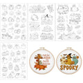 Rngmsi Water Soluble Embroidery Patterns - 4 Sheets Halloween and Fall Stick and Stitch Embroidery Designs, Autumn Pumpkin Ghost Theme Wash Away Transfer Paper Stabilizers for Hand Sewing - color: Halloween Fall