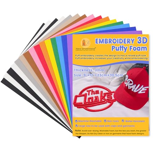 New brothread 15PCS Embroidery Puffy Foam 3MM - Multi Colors - color: 15×multi-colors