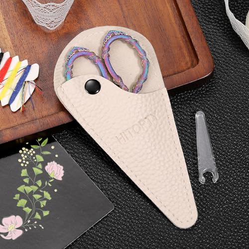 Small Sewing Scissors, Sharp Tip Precision Shears with Cover - color: Rainbow