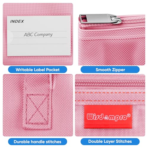 Wisdompro 14.1×11" Mesh Zipper Pouch with Handle, 3 Pockets File Bag-Pink - color: Pink