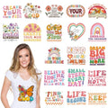 Dazoratix Groovy Iron on Transfers - 20 Sheets Inspirational Heat Transfer Vinyl Stickers Flower Decals Ready to Press for T-Shirts Clothing Patches Hat Pillow Appliques DIY Crafts Clothes Decorations - style: Groovy-20PCs