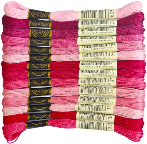 Premium Rainbow Color Embroidery Floss - Cross Stitch Threads - Friendship Bracelets Floss - Crafts Floss - 14 Skeins Per Pack Embroidery Floss, Cranberry Gradient - color: Cranberry Gradient