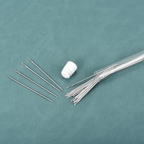 uxcell 25Pcs Large Eye Needles 2.36" Handmade Yarn Knitting Needles Silver