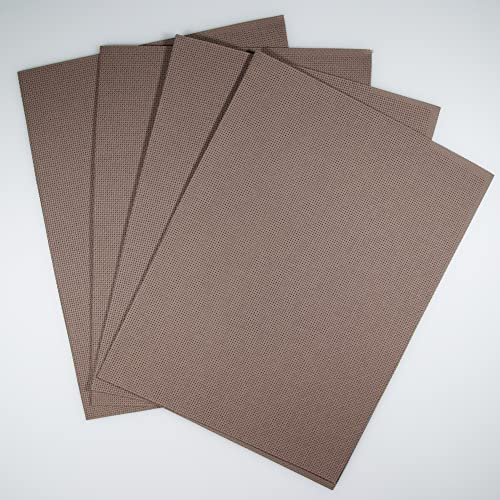 KCS 4 pc of 12" x 18" 14CT Counted Cotton Aida Cloth Cross Stitch Fabric (Beige Brown) - color: Beige Brown
