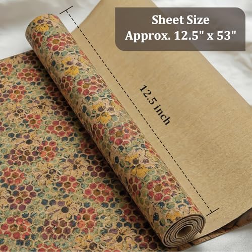SorenCut Cork Fabric Roll 12 x 52 Inch – Colored Spots Print Cork Leather Fabric for Earrings, Bow Making, Bags, Wallets & DIY Sewing Projects – Vegan Leather Alternative Craft Sheet - color: Red Spots