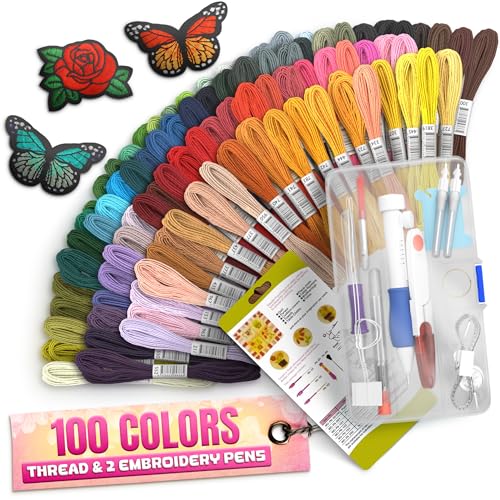 137-Piece Embroidery Kit for Beginners with 100-Color Floss