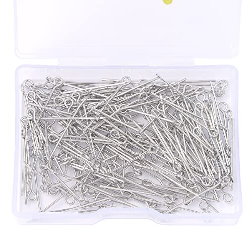 BEADIA Platinum Plated Open Eye Pins Non Tarnish 25mm 200pcs for Jewelry Making Findings - color: Open Eye Pins Platinum, size: 25x0.7mm
