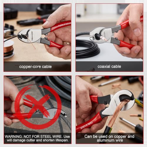 TOOLEAGUE 6 Inches Cable Cutter,Heavy Duty Cable Cutting - size: 6" Cable Cutter,1Pc