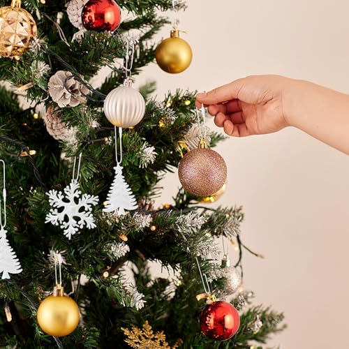 FEBSNOW 500Pcs Christmas Ornament Hangers, White Hanging String with Snap - color: White