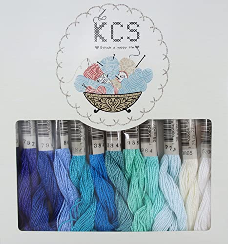 KCS 328 Yards(300 Meters) Mercerized Pearl Cotton Crochet Needlepoint Thread,Size 5, 12 skeins,Mixed Color 03 - color: 12color03, size: 12 skeins