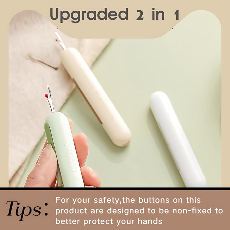 3 Pack Dual Function Seam Ripper and Needle Threader Compact Design Needle Threaders for Hand Sewing Threaders for Sewing Perfect for Easy Stitch Removal and Threading Needles Efficient Seam Ripping - color: green white orange