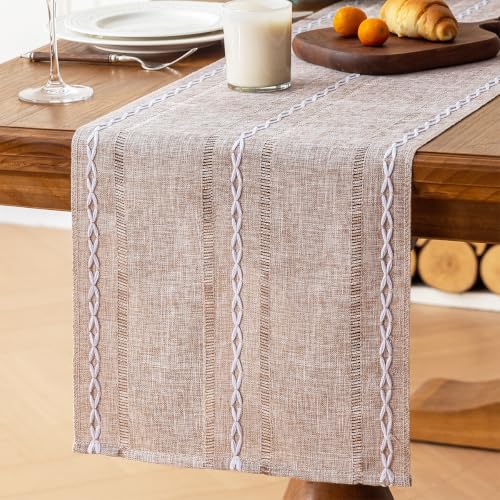 Rustic Linen Table Runner, Brown Table Runners 60 inches Long - color: Brown, size: 13×60 Inch
