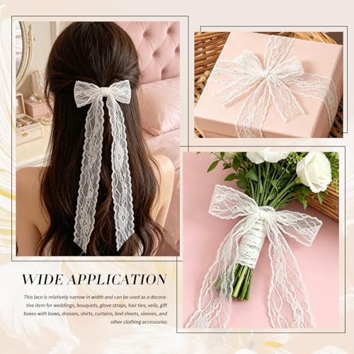 Lace Trim Ribbon, 10-Yard White Lace Ribbon, 2.3 Inch Width White Laces Trims Delicate Floral Pattern Ribbons for Crafts Sewing and Bridal Wedding Dress Applique Decorations - color: White023, Length: 10 Yard, Width: 2.3 inch