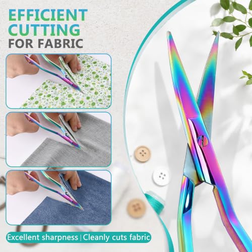 Therwen 6" Bent Handle Curved Embroidery Scissor,Appliqué Scissor,Rainbow - color: Rainbow