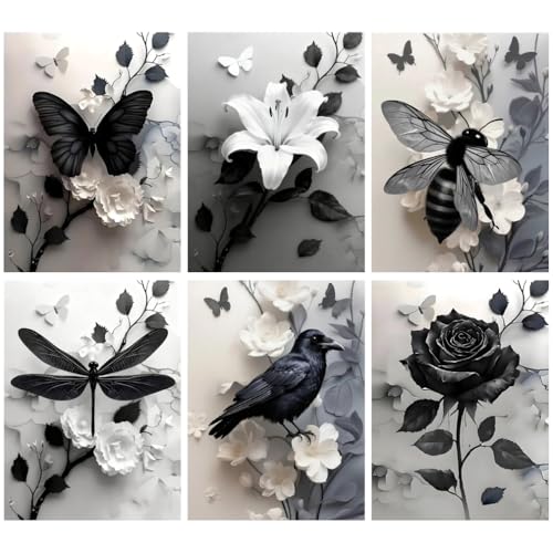 6 Packs Gothic Stamped Cross Stitch Kits - Butterfly Counted Cross Stitch Kits for Beginners Adults, Needlepoint Cross-Stitch Patterns Dimensions Embroidery Kits Arts and Crafts - color: SZX-63-012-018-US