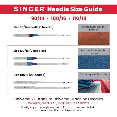 SINGER Heavy Duty Needles 90/14 100/16 110/18 Denim Leather 5-Count