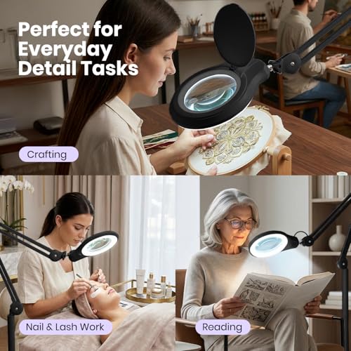 Neatfi LED Bifocal Magnifying Floor Lamp, 1200 Lumens, 5D + 20D (Black) - color: Black, size: 5 Inches