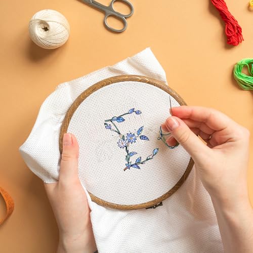 Rngmsi 4 Sheets Flower Alphabet Embroidery Patterns Water Soluble - color: Flower Alphabet