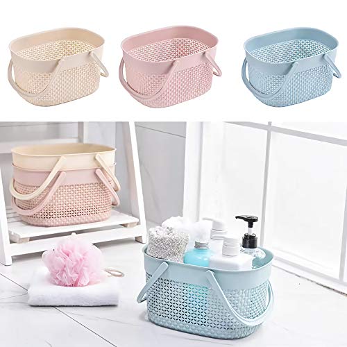 rejomiik Portable Plastic Shower Caddy Basket with Handles, Blue - color: Blue, size: 1 pack