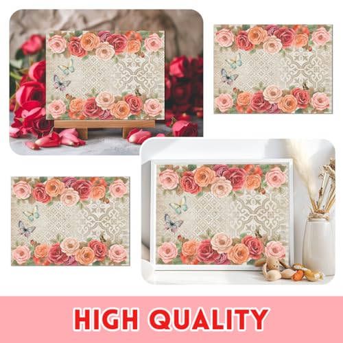 6 Sheets Roses Rub on Transfers for Furniture Large Vintage Floral Butterfly Rub on Transfer Sticker for Wood Furniture Decor Iod Transfers Stickers for Wood Dresser Glass Decals 6"x12" - style: Vintage French Flowers