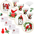 Ysleen 4 Set Christmas Cardinal Embroidery Kit for Beginners with Hoops