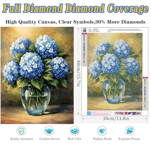 Dugsmgd Flowers Diamond Art Kits for Adults, Diamond Painting 12 X 16 Inch - color: Hydrangea