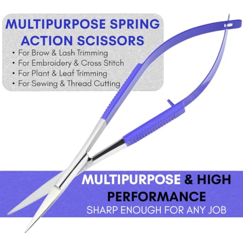 5" Spring Scissors Straight Eyebrow Eyelash Embroidery Snip - color: Mlt-mst-03
