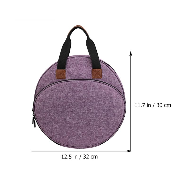 EXCEART Embroidery Project Handbag Embroidery Kit Storage Bag with Multiple Elastic Loops Zipper Pocket Large Circular Opening Handle 12.59 X 11.81 X 2.36 in - color: Purple