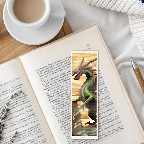 FREEBLOSS 6 Set Cross Stitch Bookmark Kit Stamped Cross Stitch Kit Western Dragon Embroidery Set with Instruction for Adults 8''x2.4'' - style: Dragon