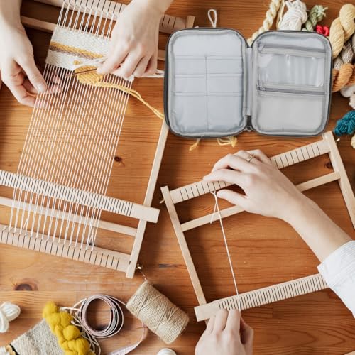 Healifty Circular Knitting Needle Case Wire Loop Needle Bag with Multi-Compartment Organizer for Crochet Hooks Knitting Accessories and Circular Storage Portable Craft Carrying Bag 8.66X6.69X1.77In